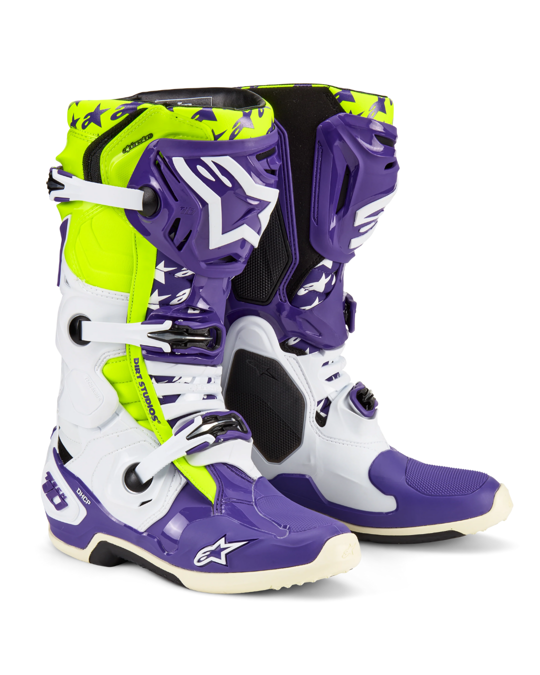 ALPINESTARS TECH 10 DIRT STUDIOS® LE WHITE/PURPLE/YELLOW/FLUO US 10 | MX BOOTS