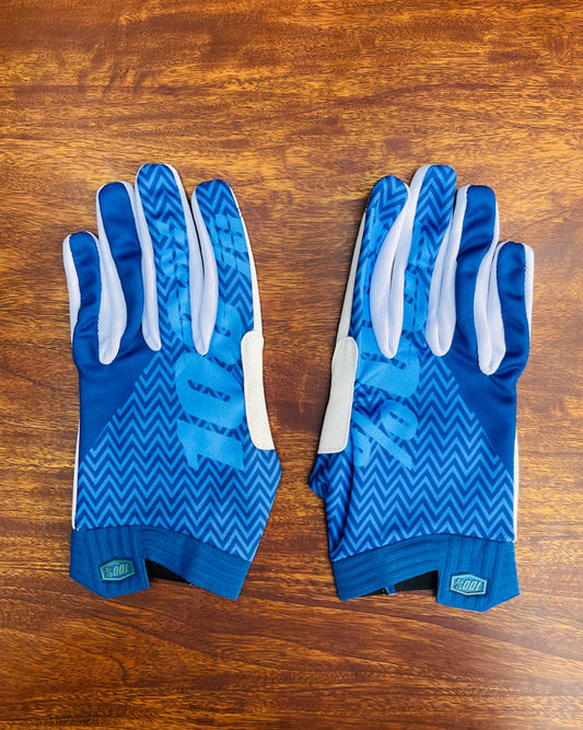 100% BLUE WHITE L | MX GLOVES
