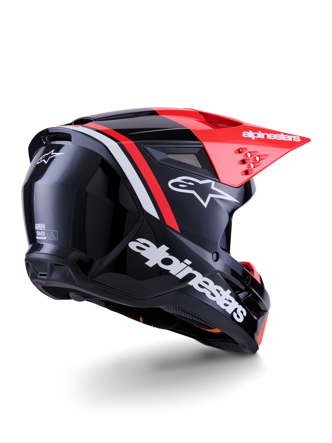 ALPINESTARS SM3 RADIUM BLACK/RED FLUO/WHITE GLOSSY S | MX HELMET