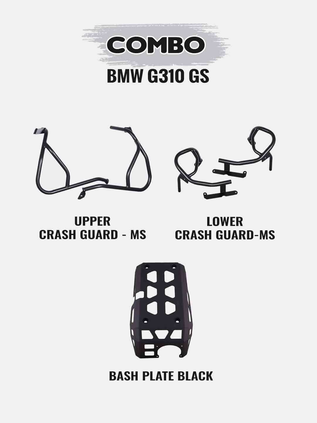 BMW G310 S COMBO - UPPER CRASH GUARD BLACK+LOWER CRASH GUARD BLACK+ENGINE GUARD BLACK