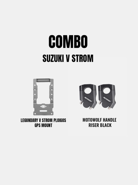 LEGUNDARY  PLOIGOS GPS MOUNT+ MOTOWOLF HANDLE RISER BLACK | V STROM 250