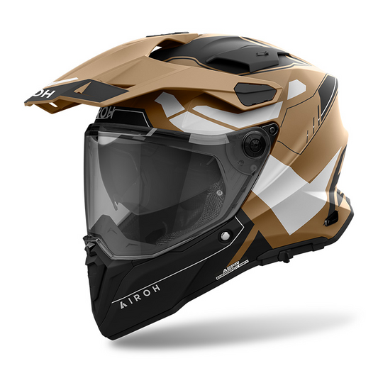 AIROH DUAL MOTORCYCLE HELMET COMMANDER 2 REVEAL MATT SAND M  | ADVENTURE HELMET