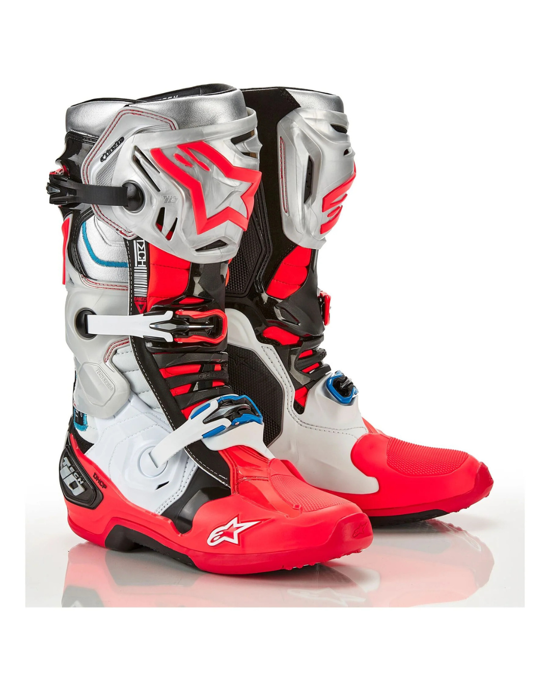 ALPINESTARS TECH 10 RED/SILVER - US 8 | MX BOOTS