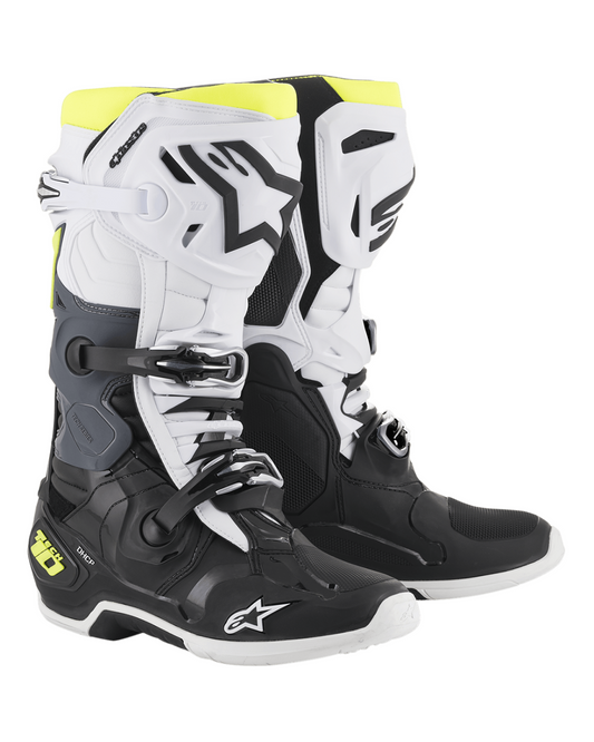 ALPINESTARS TECH 10 BLACK/WHITE/YELLOW - US 10 | MX BOOTS