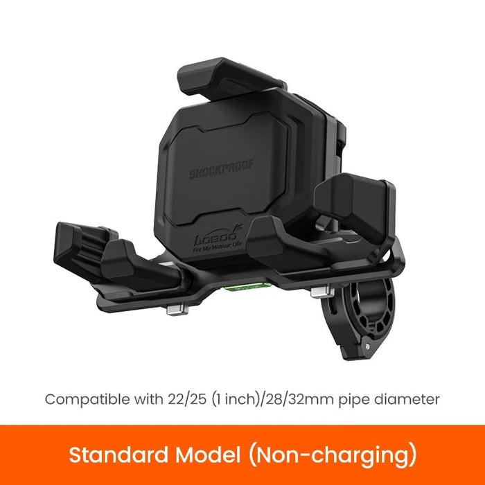 LOBOO PH06 ANTI-VIBRATION PHONE MOUNT - MAGNETIC DAMPING + 15W WIRELESS CHARGING - ALUMINUM MOTORCYCLE HOLDER (FITS 4.7-7.2 PHONES)