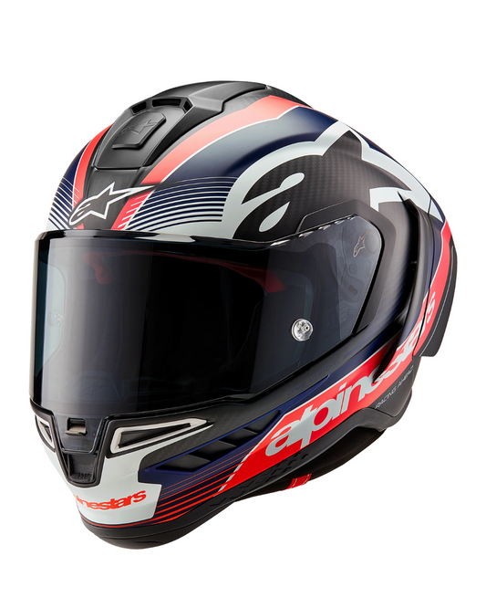 ALPINESTARS SUPERTECH R10 TEAM CARBON HELMET BLACK CARBON RED FLUO BLUE MATTE LARGE | STREET HELMET