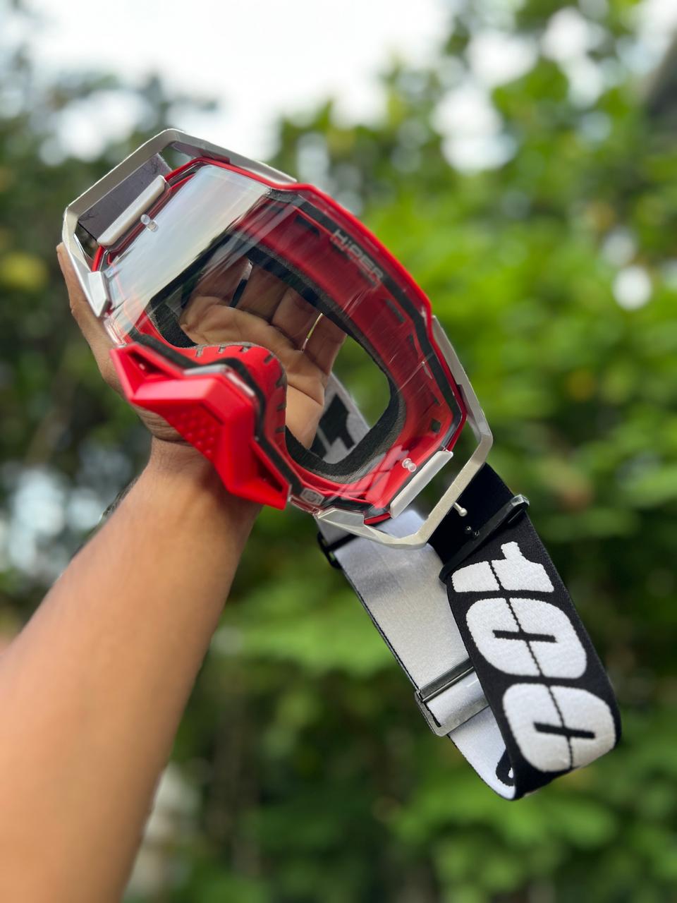 100% ARMEGA NEW RED + SILVER ( CLEAR LENS) | MX GOGGLES