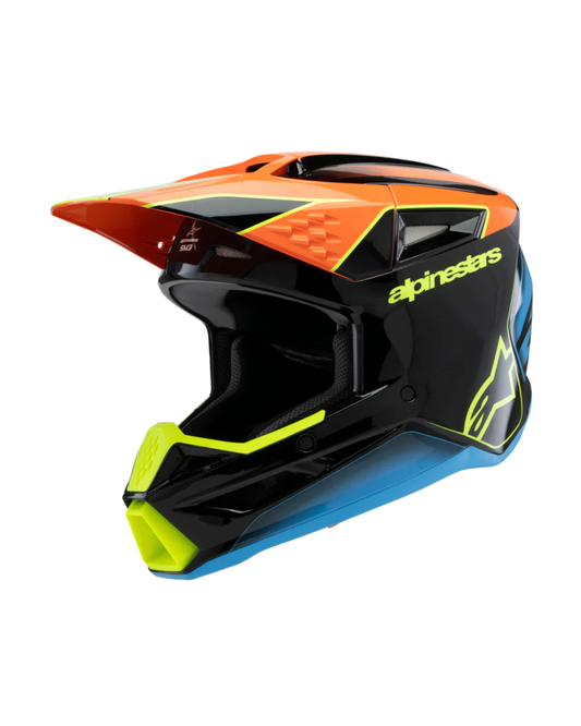 ALPINESTARS SM3 FRAY SOLID BLACK/ORANGE/FLUO GLOSS S/L | MX HELMET