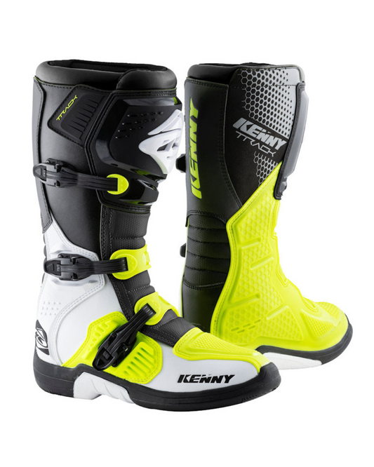 KENNY TRACK GREY /WHITE / NEON YELLOW US 9.5,10 | MX BOOTS