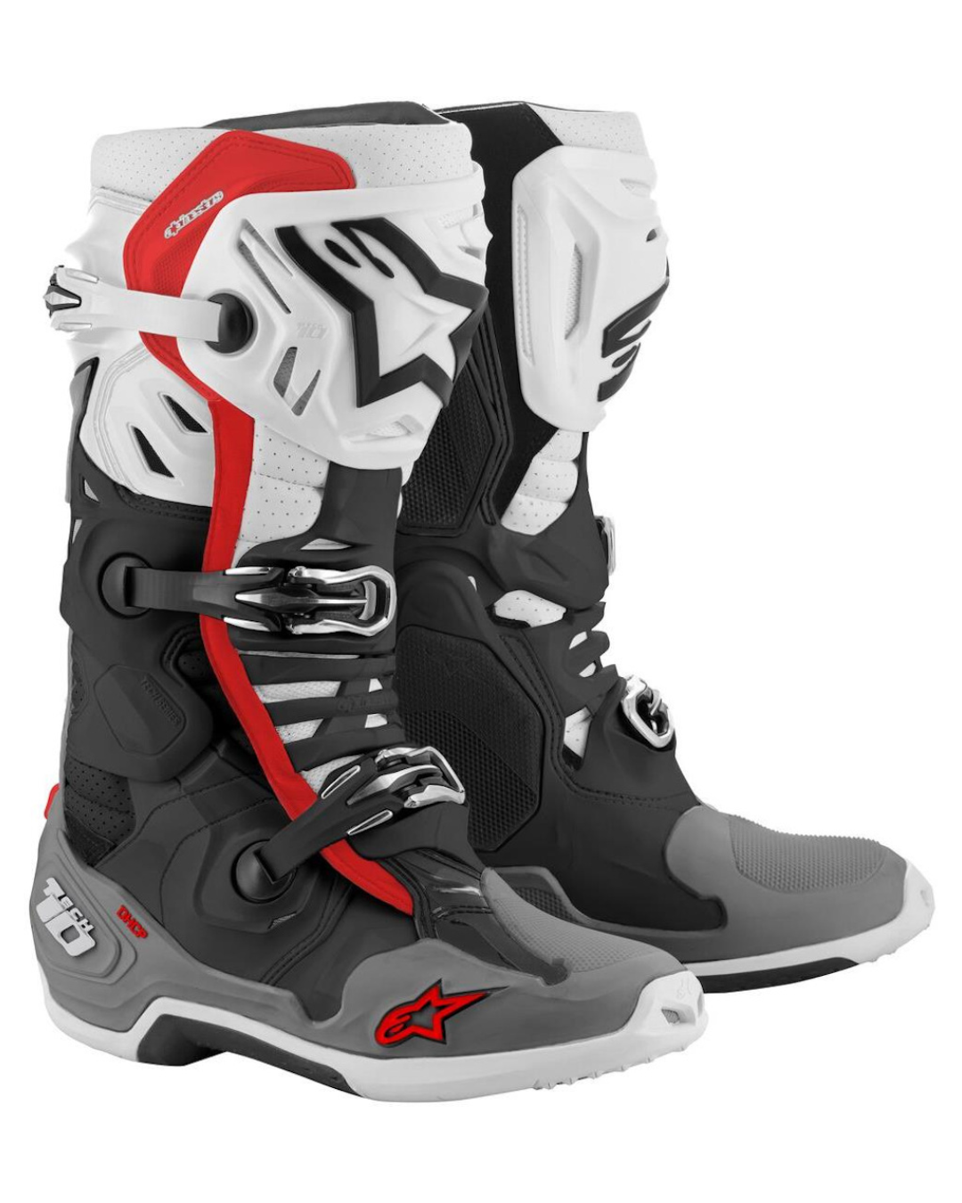 ALPINESTARS TECH 10 SUPERVENTED BLACK / WHITE / GREY US 10 | MX BOOTS