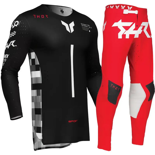 THOR NEW HIGH QUALITY BLACK AND RED MOTORCYCLE OFF ROAD | MX JERSEY SET (PRE ORDERS)