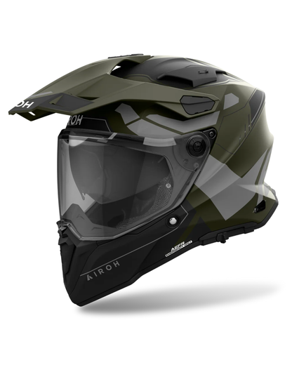 AIROH DUAL MOTORCYCLE HELMET COMMANDER 2 REVEAL MILITARY GREEN M  | ADVENTURE HELMET