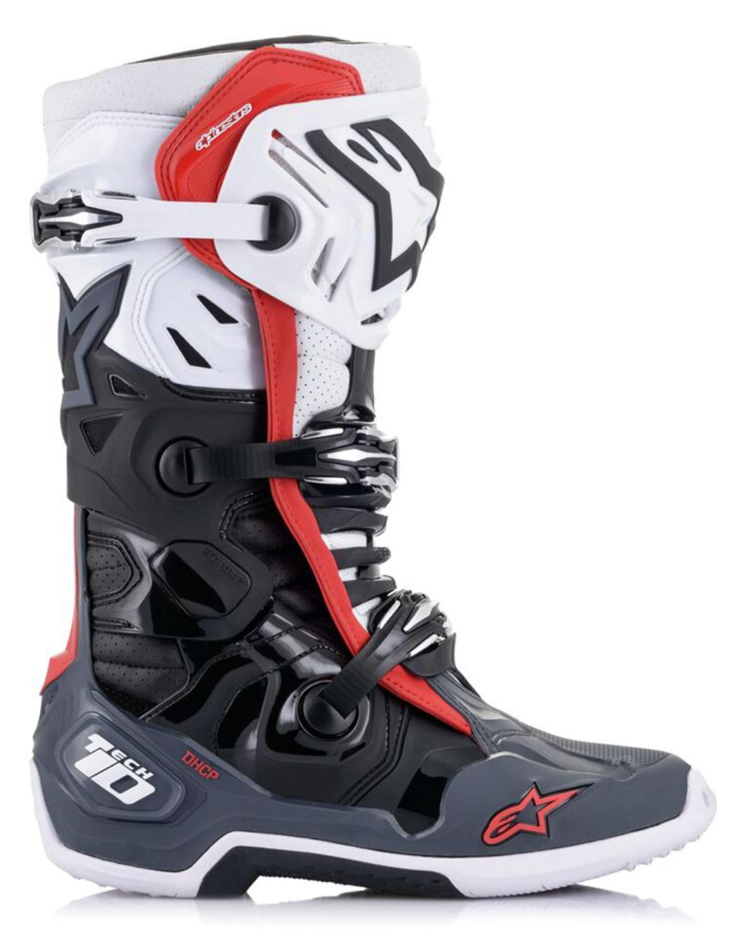 ALPINESTARS TECH 10 SUPERVENTED BLACK / WHITE / GREY US 10 | MX BOOTS