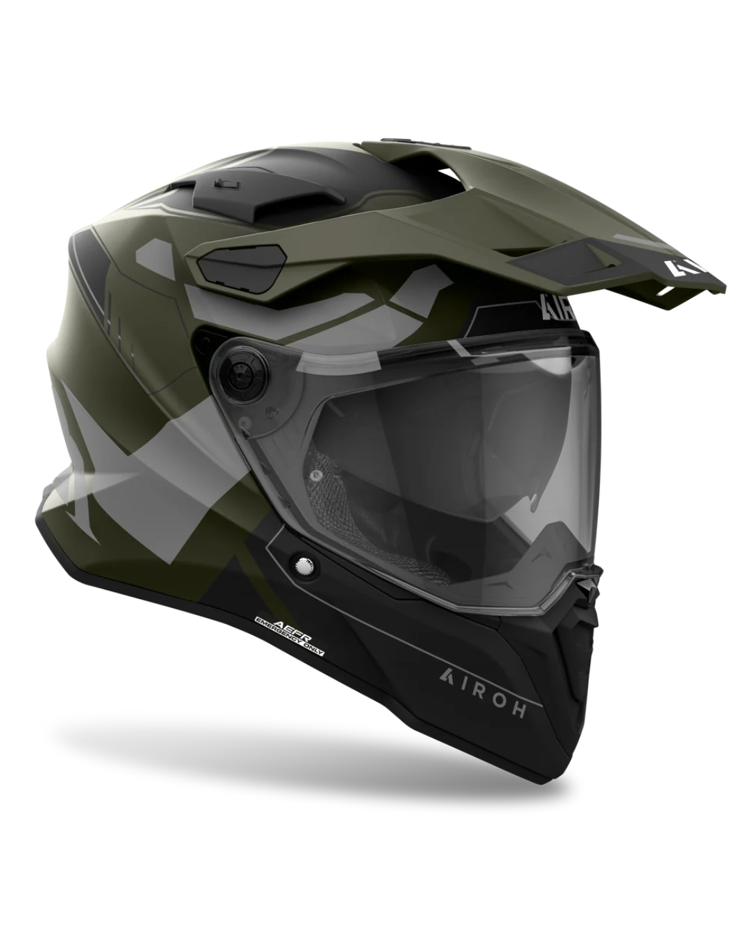 AIROH DUAL MOTORCYCLE HELMET COMMANDER 2 REVEAL MILITARY GREEN M  | ADVENTURE HELMET