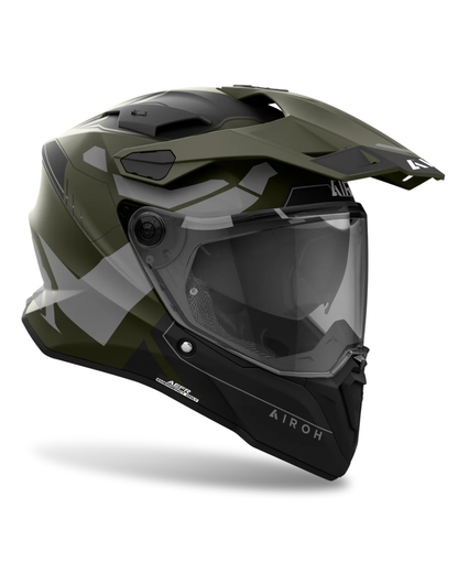 AIROH DUAL MOTORCYCLE HELMET COMMANDER 2 REVEAL MILITARY GREEN M  | ADVENTURE HELMET