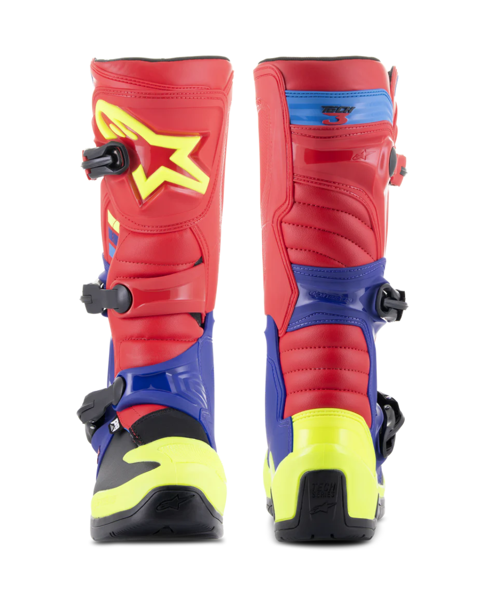 ALPINESTARS TECH 3 BRIGHT RED DARK BLUE YELLOW FLUO - US 7,8,9,10 | MX BOOTS