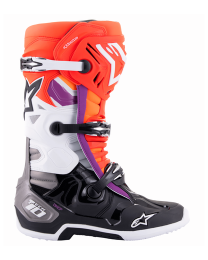 ALPINESTARS TECH 10 BLACK / RED FLUO / ORANGE FLUO / WHITE US 10,11 | MX BOOTS