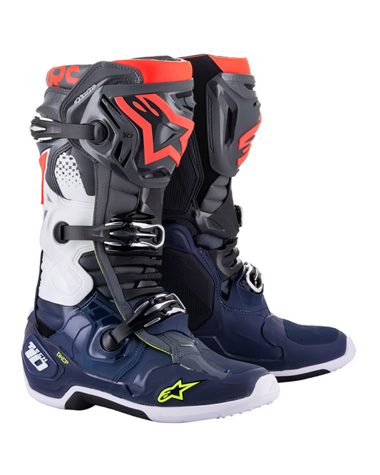 ALPINESTARS TECH 10 BOOTS DARK GREY/BLACK/RED US 8 | MX BOOTS