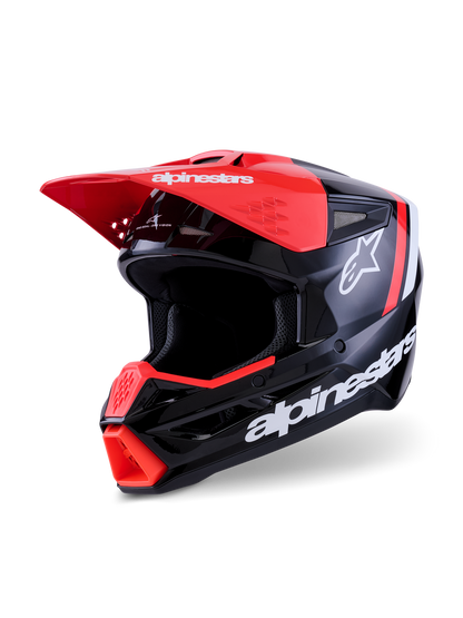 ALPINESTARS SM3 RADIUM BLACK/RED FLUO/WHITE GLOSSY S | MX HELMET