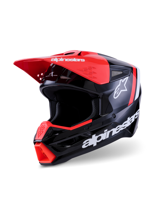 ALPINESTARS SM3 RADIUM BLACK/RED FLUO/WHITE GLOSSY S | MX HELMET