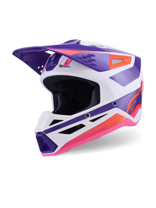 ALPINESTARS SM3 HEAT WHITE/PURPLE/PINK GLOSSY M | MX HELMET