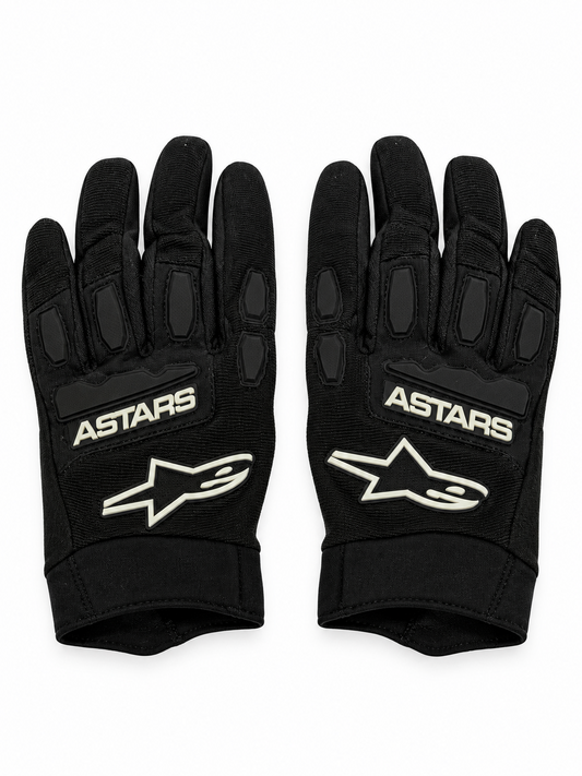 ASTARS WHITE LETTERING FULL BLACK | MX GLOVES