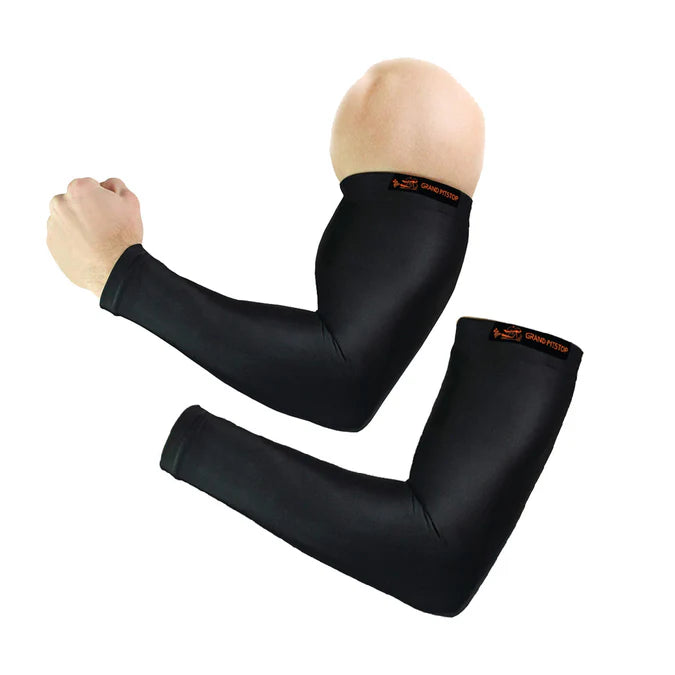 ARM SLEEVES FOR CRICKET, BIKE RIDING, CYCLING, OUTDOOR ACTIVITIES (PAIR) - BLACK