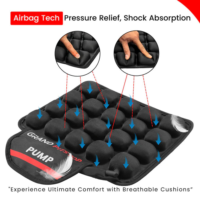 Air Bubble Airseat for Medical, Offices, Home, Motorcycle and Car Lumbar Support - Pillion with Pump