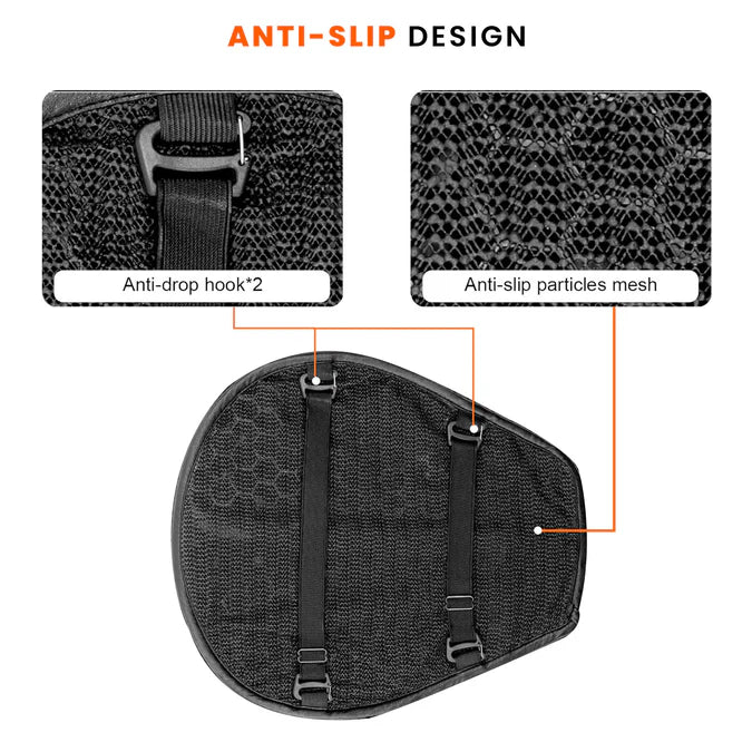 MOTORCYCLE HONEYCOMB GEL SEAT CUSHION FOR MEDICAL, OFFICES, HOME, MOTORCYCLE AND CAR LUMBAR SUPPORT - UNIVERSAL FIT & BREATHABLE DESIGN