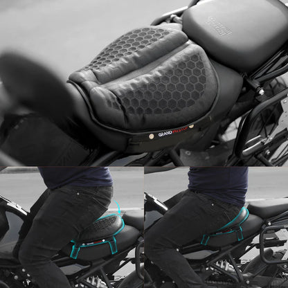MOTORCYCLE HONEYCOMB GEL SEAT CUSHION FOR MEDICAL, OFFICES, HOME, MOTORCYCLE AND CAR LUMBAR SUPPORT - UNIVERSAL FIT & BREATHABLE DESIGN