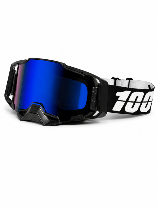 100% ARMEGA BLACK GOGGLES  ( BLUE LENS) | MX GOGGLES