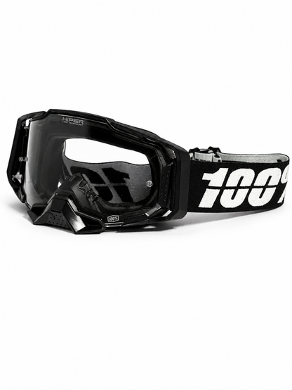 100% ARMEGA BLACK GOGGLES ( CLEAR LENS ) | MX GOGGLES