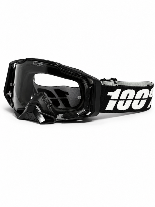 100% ARMEGA BLACK GOGGLES ( CLEAR LENS ) | MX GOGGLES