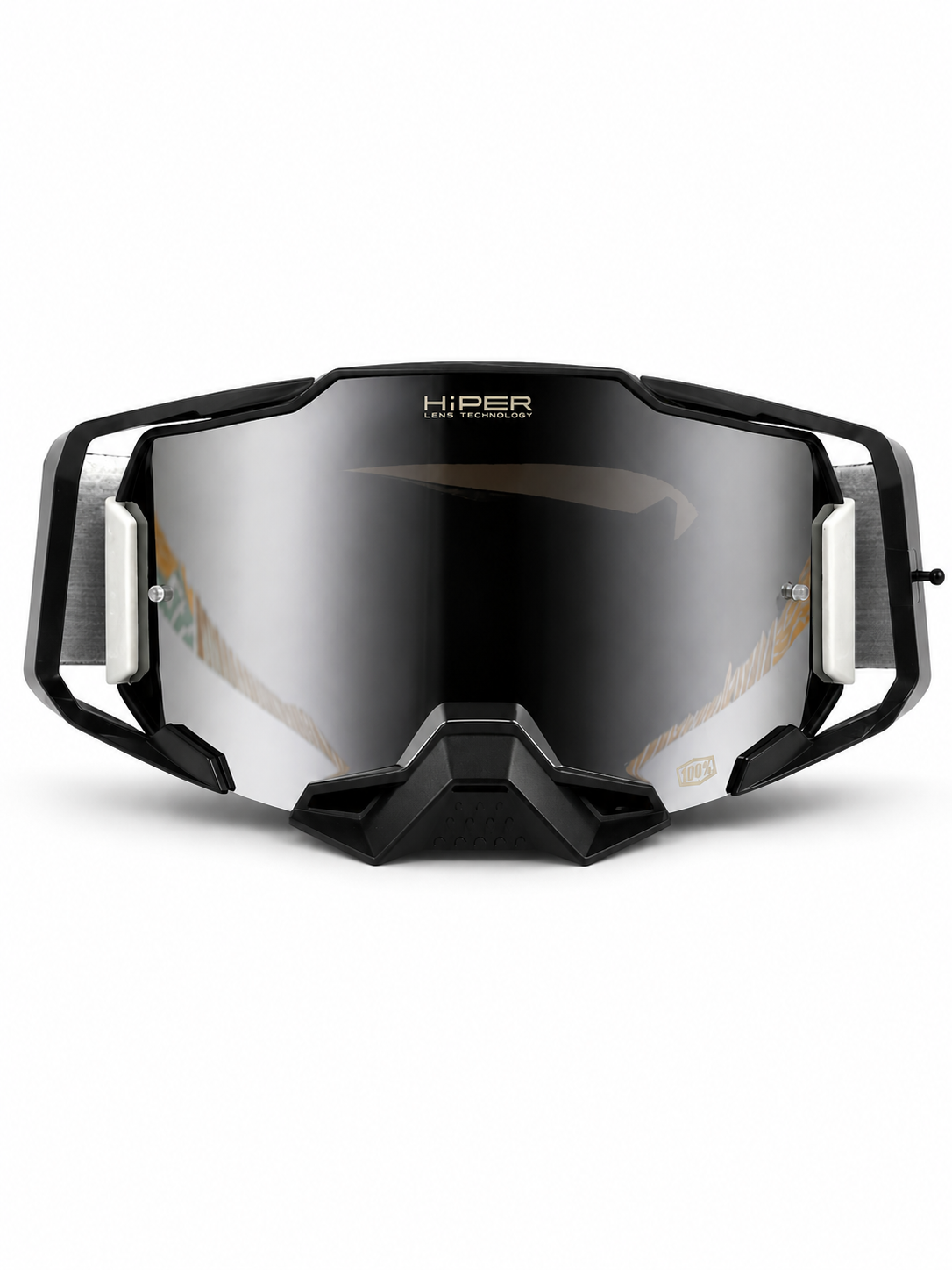 100% ARMEGA BLACK GOGGLE  ( SILVER LENS) | MX GOGGLES