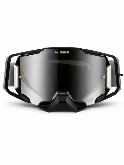 100% ARMEGA BLACK GOGGLE  ( SILVER LENS) | MX GOGGLES