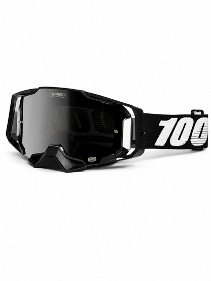 100% ARMEGA BLACK GOGGLE  ( SILVER LENS) | MX GOGGLES
