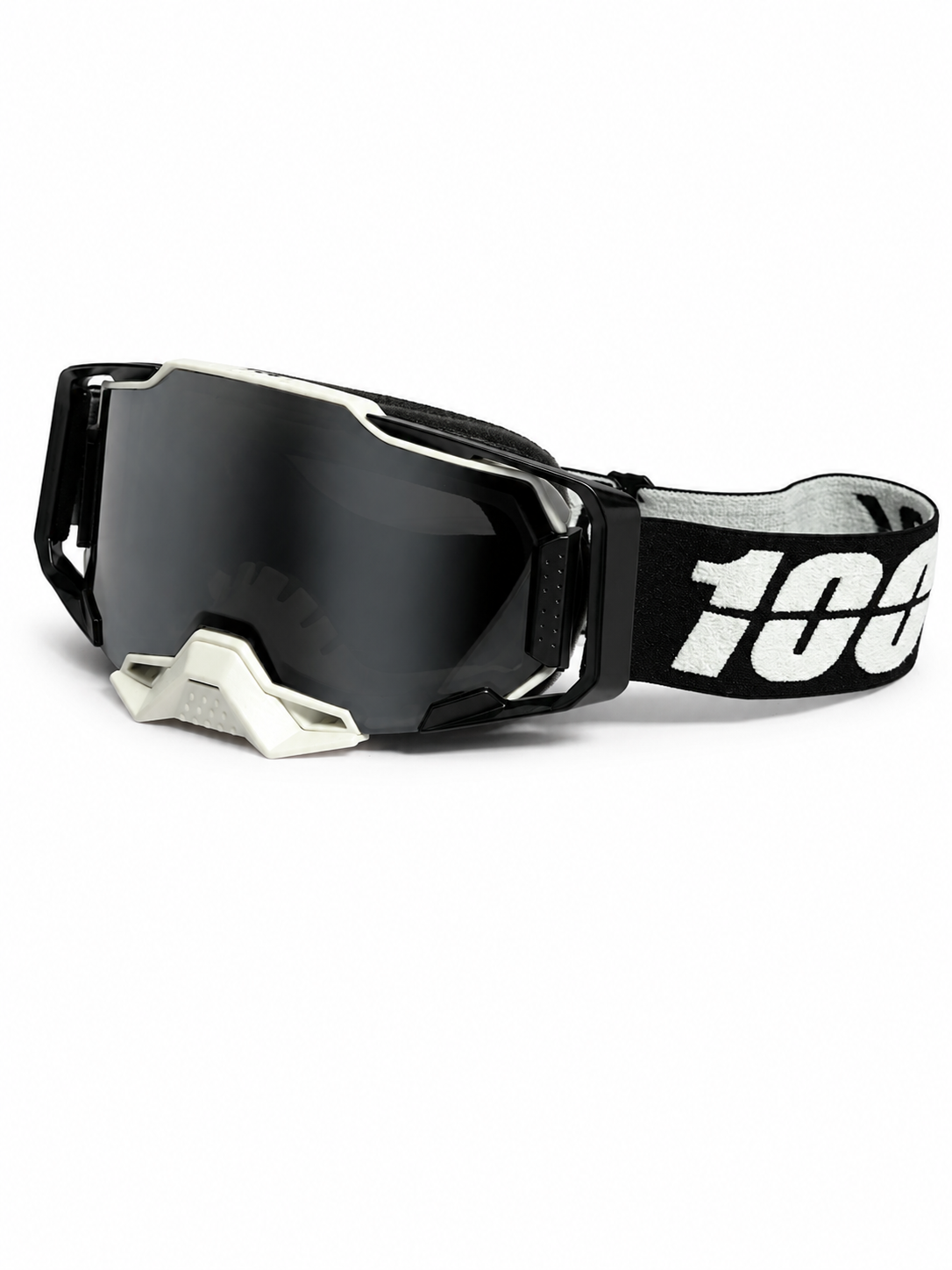 100% ARMEGA BLACK/WHITE GOGGLE ( SILVER LENS) | MX GOGGLES