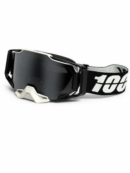 100% ARMEGA BLACK/WHITE GOGGLE ( SILVER LENS) | MX GOGGLES