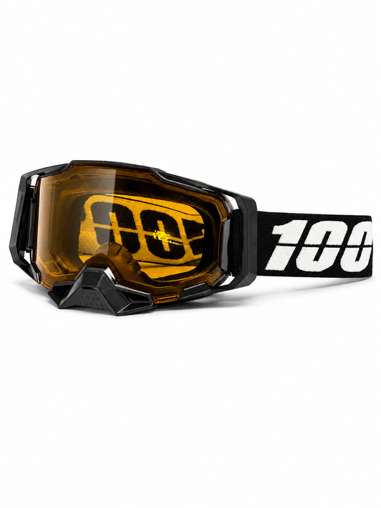 100% ARMEGA BLACK GOGGLE ( BROWN LENS ) | MX GOGGLES