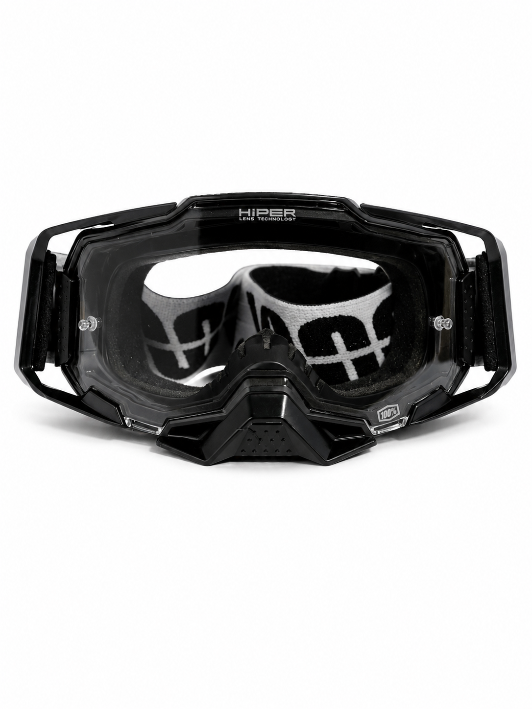 100% ARMEGA BLACK GOGGLES ( CLEAR LENS ) | MX GOGGLES