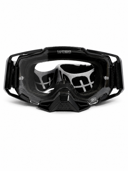 100% ARMEGA BLACK GOGGLES ( CLEAR LENS ) | MX GOGGLES