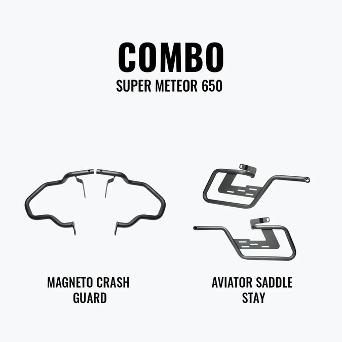 LEGUNDARY SUPER METEOR 650 COMBO MAGNETO CRASH GUARD AND AVIATOR SADDLE STAY