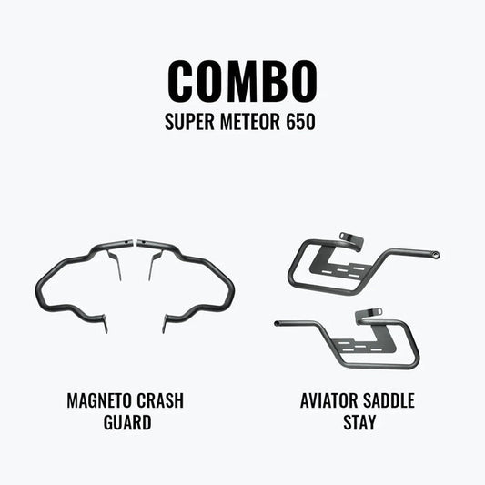 LEGUNDARY SUPER METEOR 650 COMBO MAGNETO CRASH GUARD AND AVIATOR SADDLE STAY