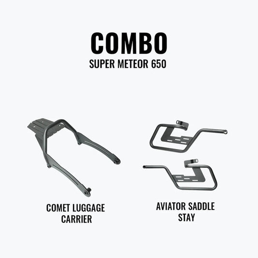 LEGUNDARY SUPER METEOR 650 COMBO AVIATOR SADDLE STAY & COMET LUGGAGE CARRIER