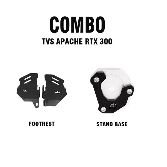 LEGUNDARY TVS APACHE RTX 300 BOLSTER PILLION FOOTREST + GENESIS SIDE STAND BASE