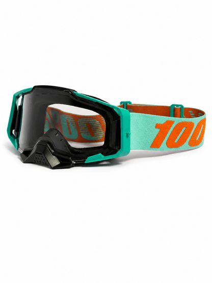 100% ARMEGA CYAN GOGGLE (CLEAR LENS ) | MX GOGGLES