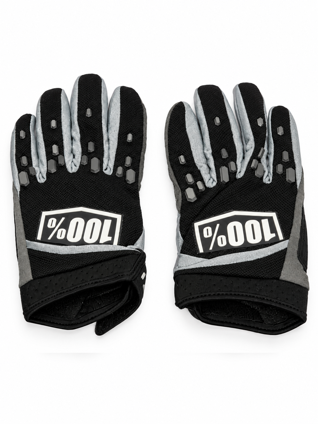 100% BLACK AND SILVER | MX GLOVES