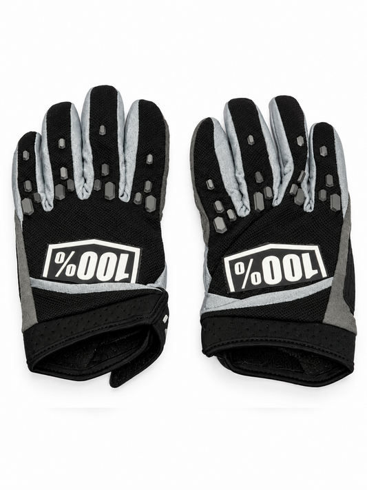 100% BLACK AND SILVER | MX GLOVES