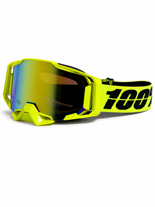 100% ARMEGA FLURO GREEN GOGGLE ( GOLDEN LENS) | MX GOGGLES