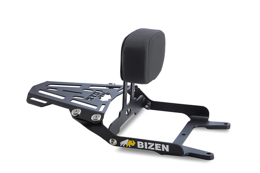 BIZEN MOTO PREMIUM REAR RACK/LUGGAGE CARRIER WITH BACK REST - BLACK | APRILIA SR160